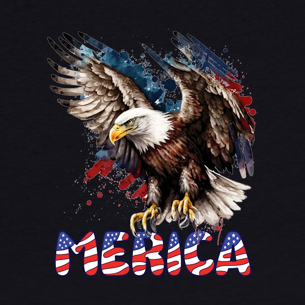 4th Of July Patriotic USA Flag Bald Eagle Merica by nickymax915